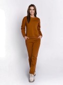 Insulated tracksuit for women sweatshirt and loose pants taba FI762